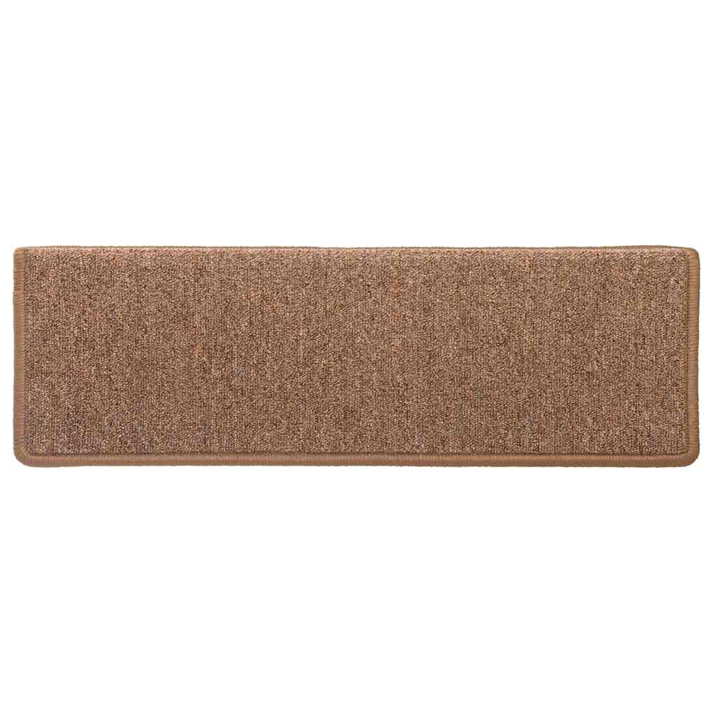 trappemåtter 15 stk. 65x21x4 cm brune rektangulære kanter