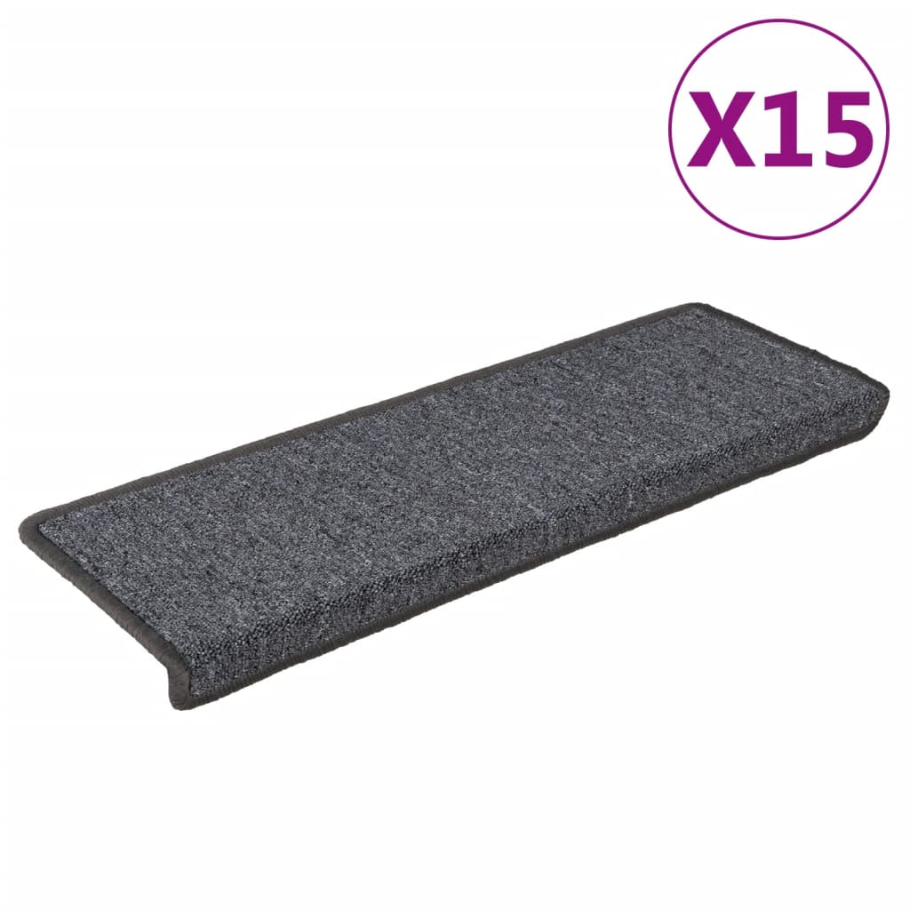 trappemåtter 15 stk. 65x21x4 cm mørkegrå rektangulær kant