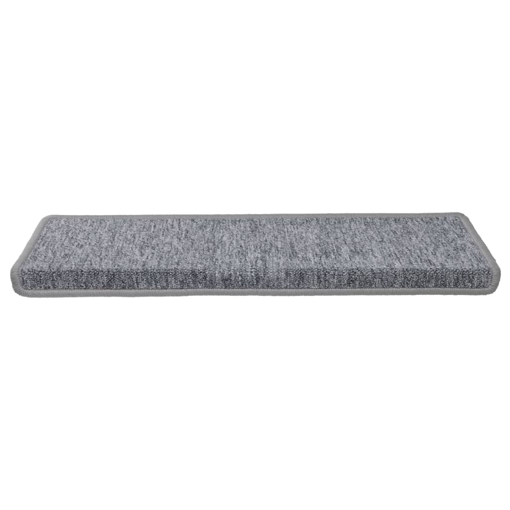 trappemåtter 15 stk. 65x21x4 cm lysegrå rektangulær kant