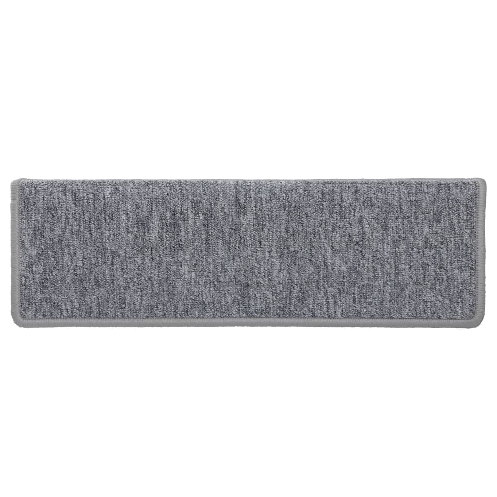 trappemåtter 15 stk. 65x21x4 cm lysegrå rektangulær kant