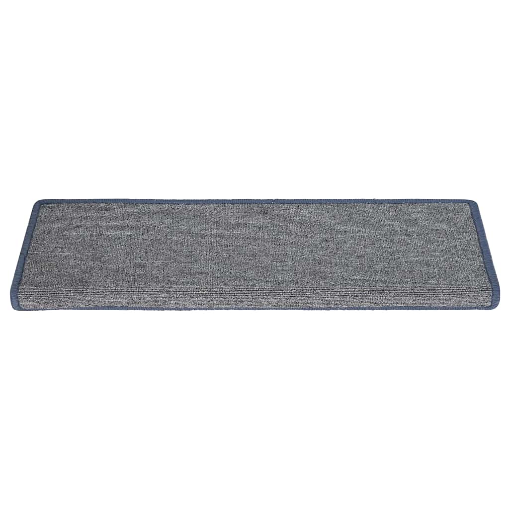 trappemåtter 15 stk. 65x21x4 cm lysegrå og blå rektangulær kant