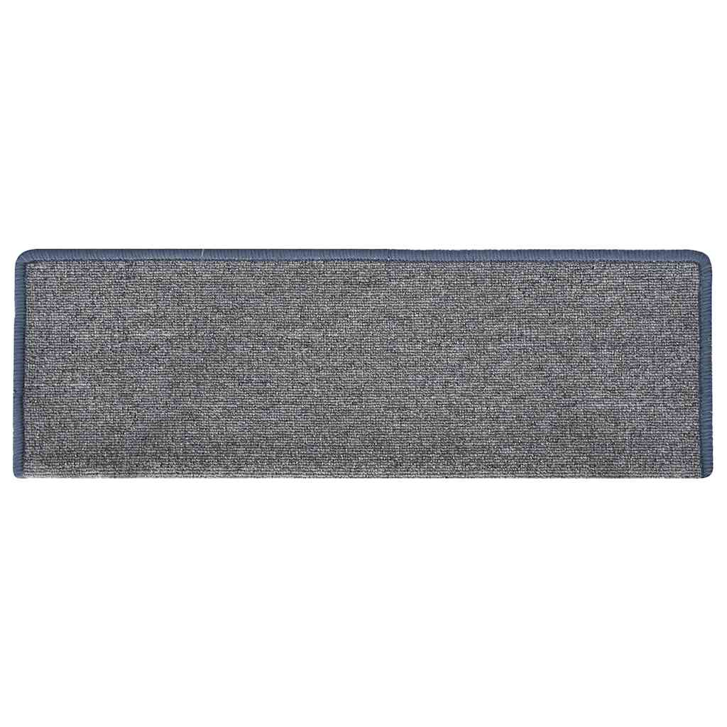 trappemåtter 15 stk. 65x21x4 cm lysegrå og blå rektangulær kant
