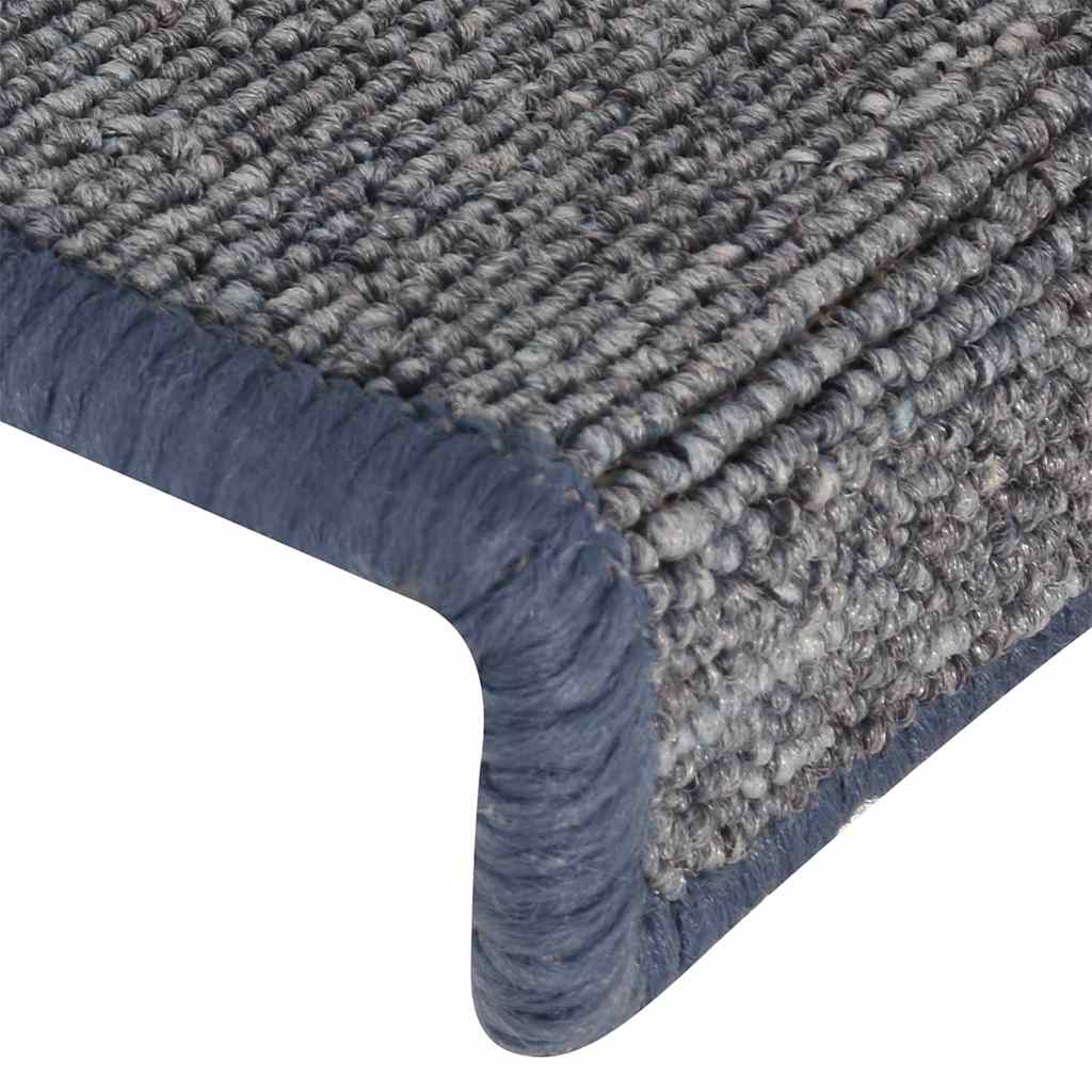 trappemåtter 15 stk. 65x21x4 cm lysegrå og blå rektangulær kant