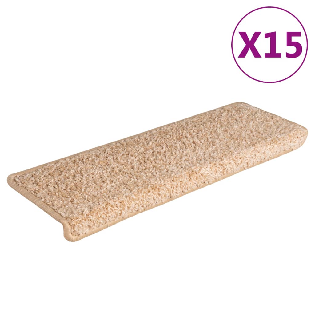 trappemåtter 15 stk. 65x21x4 cm guld rektangulær kant