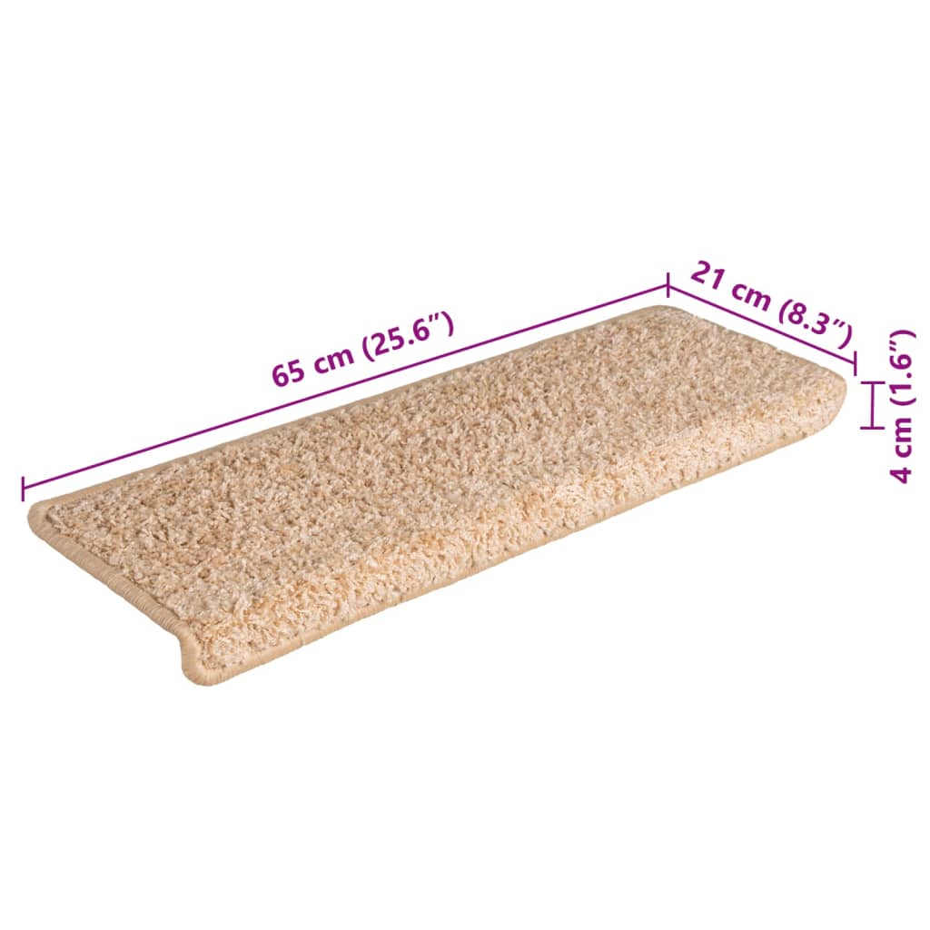trappemåtter 15 stk. 65x21x4 cm guld rektangulær kant