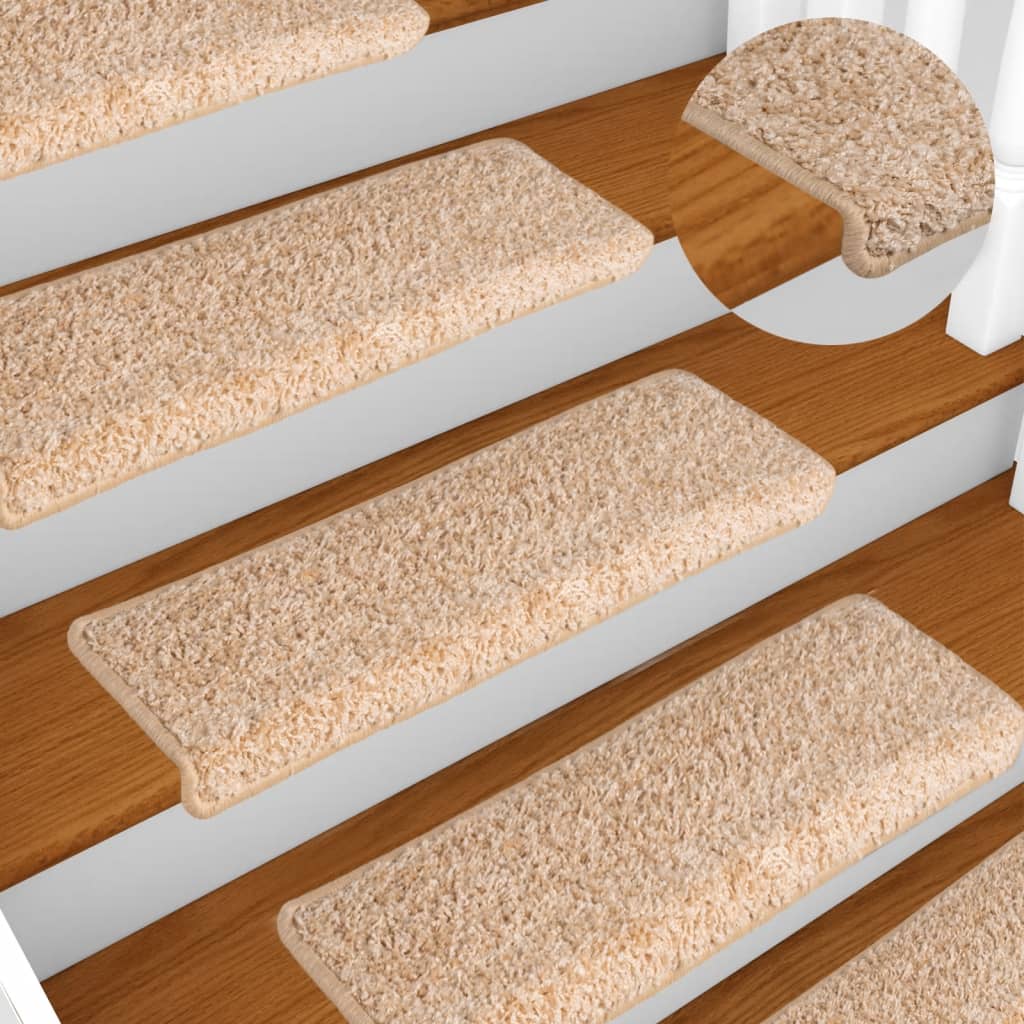 trappemåtter 15 stk. 65x21x4 cm guld rektangulær kant