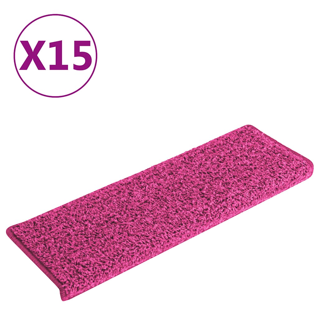 trappemåtter 15 stk. 65x21x4 cm lyserød rektangulær kant