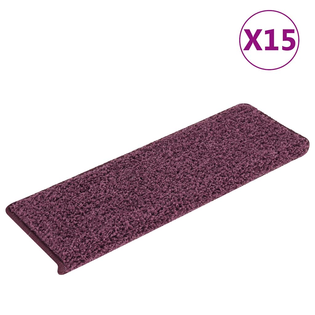 trappemåtter 15 stk. 65x21x4 cm mørkelilla rektangulær kant