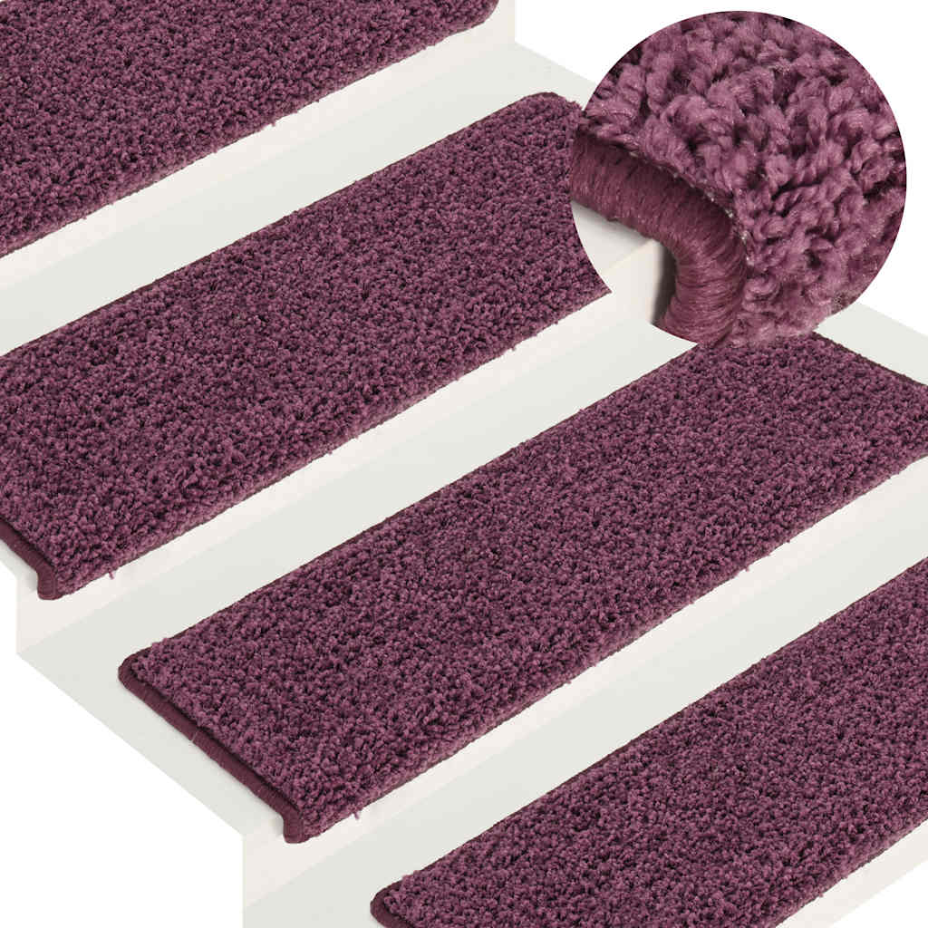trappemåtter 15 stk. 65x21x4 cm mørkelilla rektangulær kant