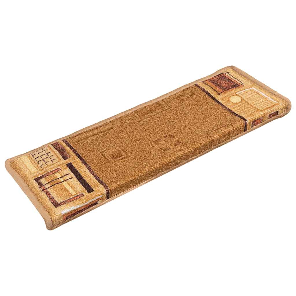 15 stk. trappemåtter 65x21x4 cm selvklæbende beige