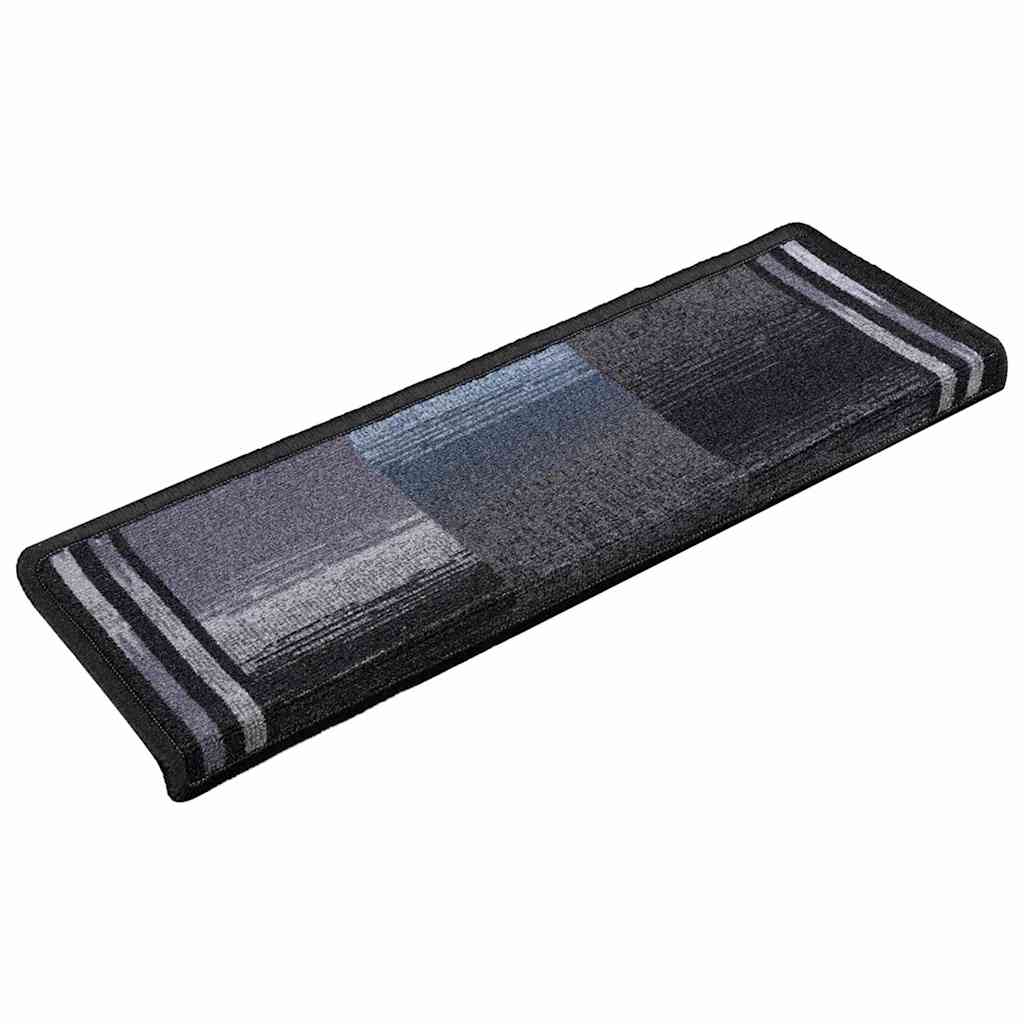 selvklæbende trappemåtter 15 stk. 65x21x4 cm sort og grå