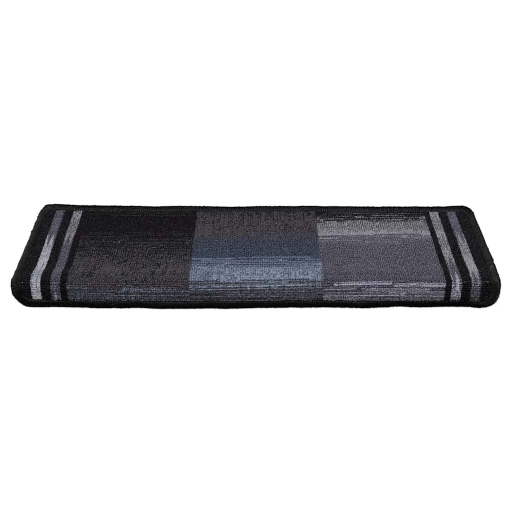 selvklæbende trappemåtter 15 stk. 65x21x4 cm sort og grå