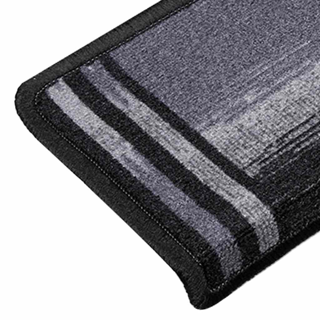selvklæbende trappemåtter 15 stk. 65x21x4 cm sort og grå