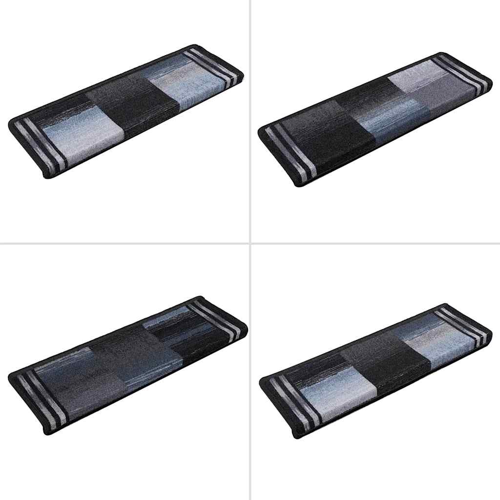selvklæbende trappemåtter 15 stk. 65x21x4 cm sort og grå