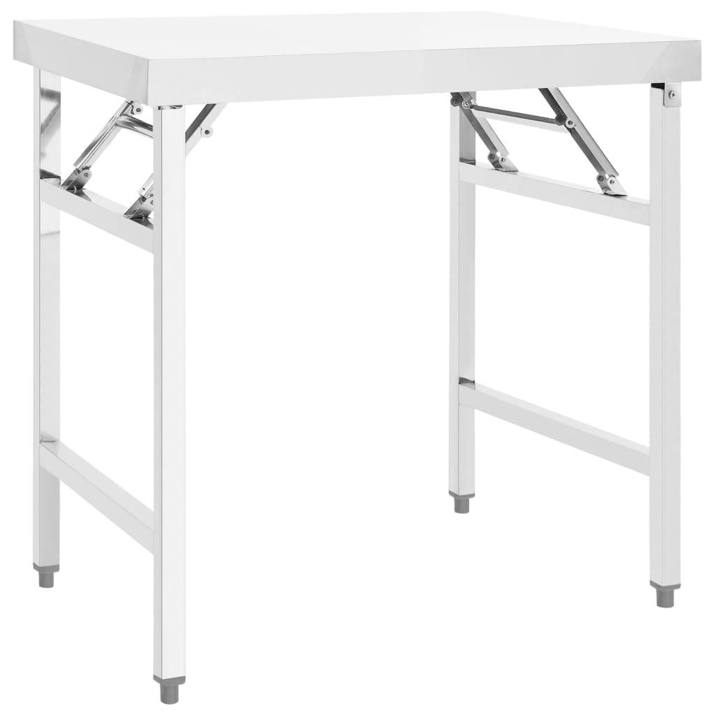 foldbart arbejdsbord til køkken 85x60x80 cm rustfrit stål