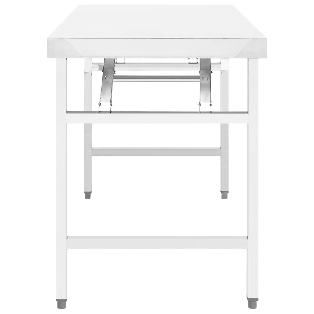 foldbart arbejdsbord til køkken 85x60x80 cm rustfrit stål