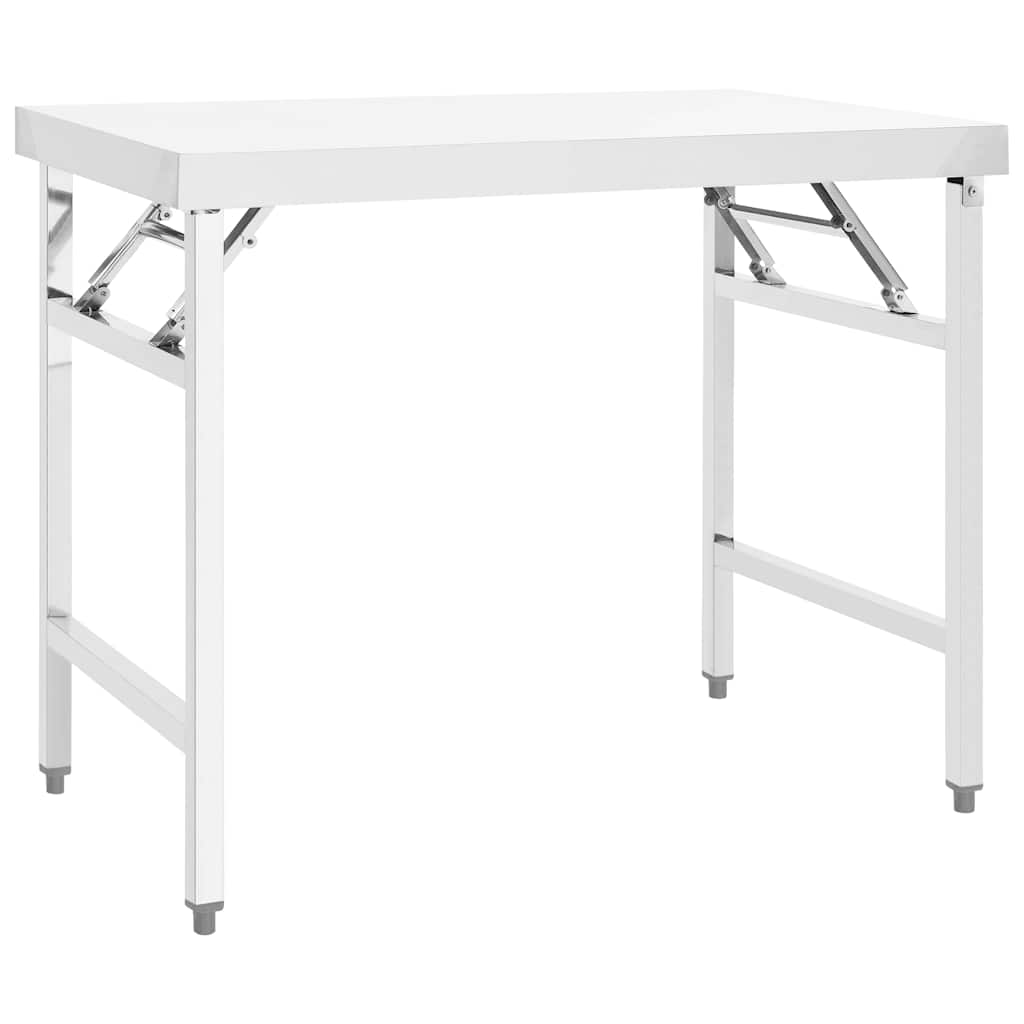 foldbart arbejdsbord til køkken 100x60x80 cm rustfrit stål