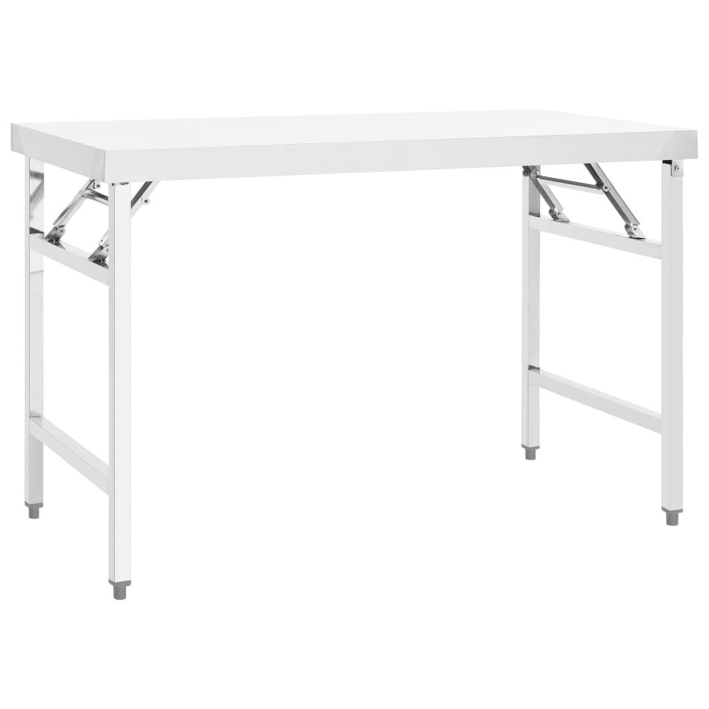 foldbart arbejdsbord til køkken 120x60x80 cm rustfrit stål