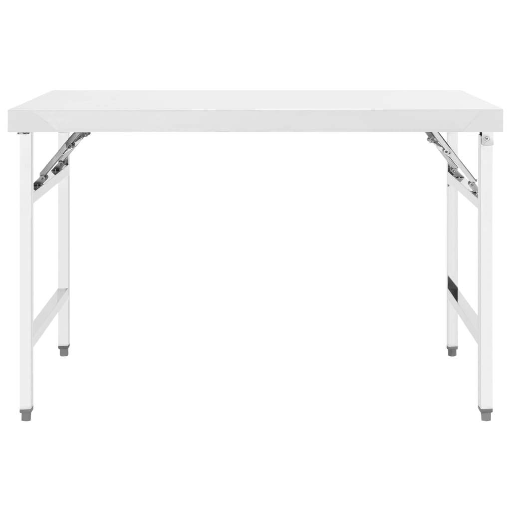 foldbart arbejdsbord til køkken 120x60x80 cm rustfrit stål