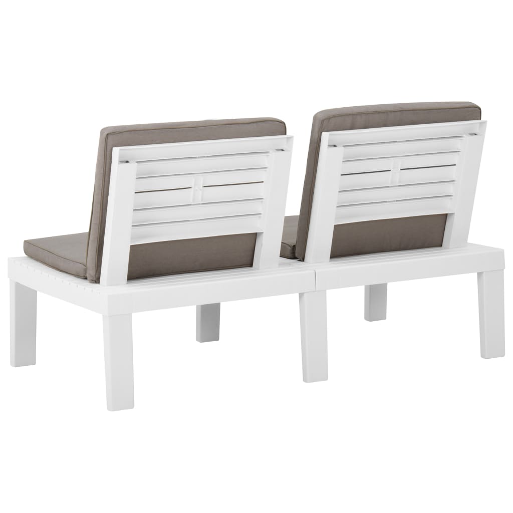 loungesæt til haven 4 dele med hynder plastik hvid