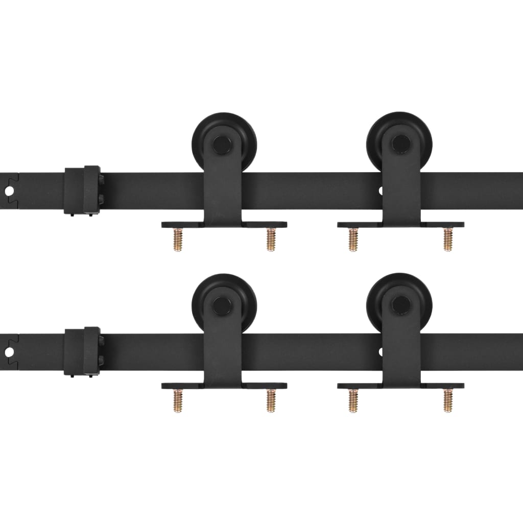 skinnesæt til skydedøre 2 stk. 200 cm stål sort