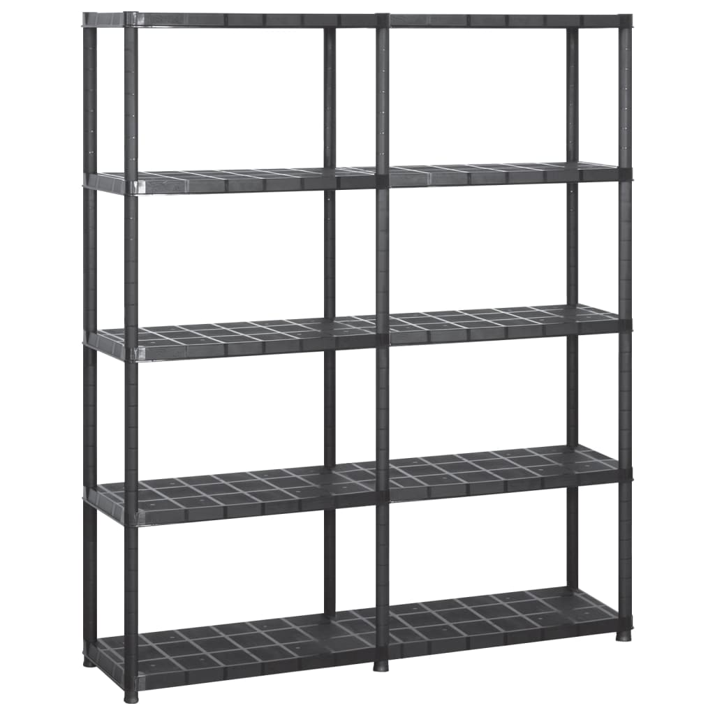 opbevaringsreol 5 hylder 142x38x170 cm plastik sort