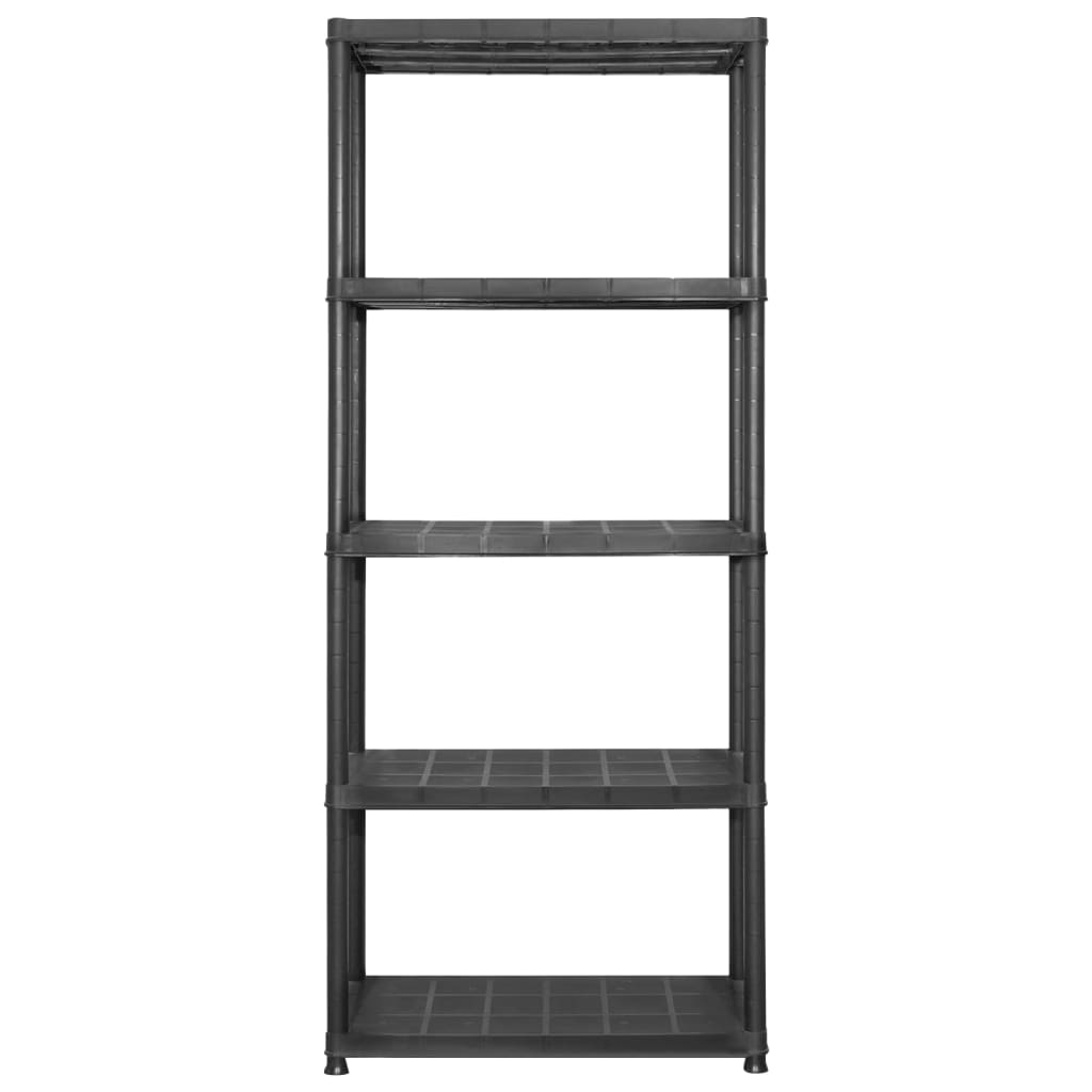 opbevaringsreol 5 hylder 142x38x170 cm plastik sort