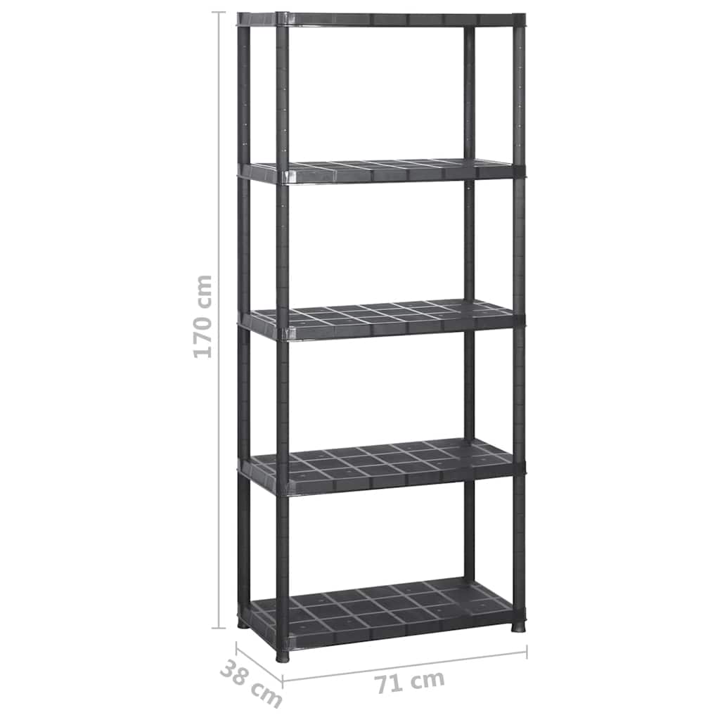 opbevaringsreol 5 hylder 213x38x170 cm plastik