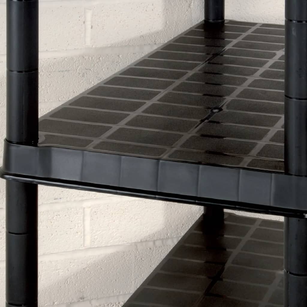 opbevaringsreol 5 hylder 340x40x185 cm plastik sort