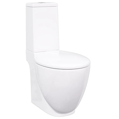 keramisk toilet afløb i bunden rund hvid