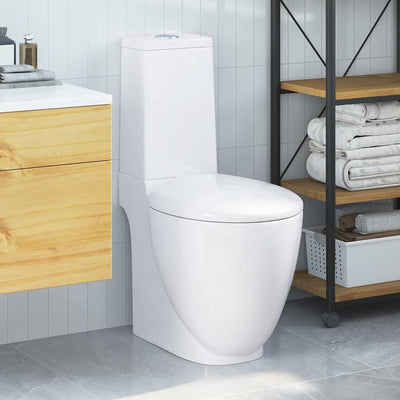 keramisk toilet afløb i bunden rund hvid