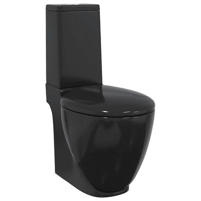 keramisk toilet afløb i bunden rund sort