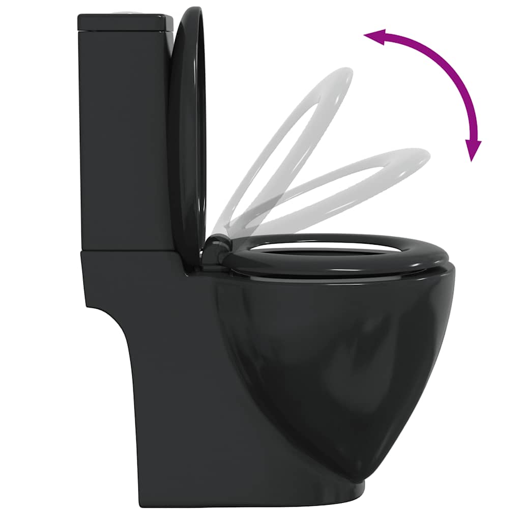 keramisk toilet afløb i bunden rund sort