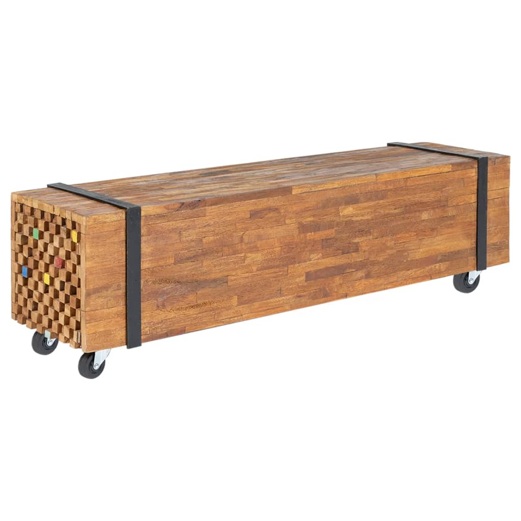 tv-bord 110x30x32,5 cm massivt teaktræ