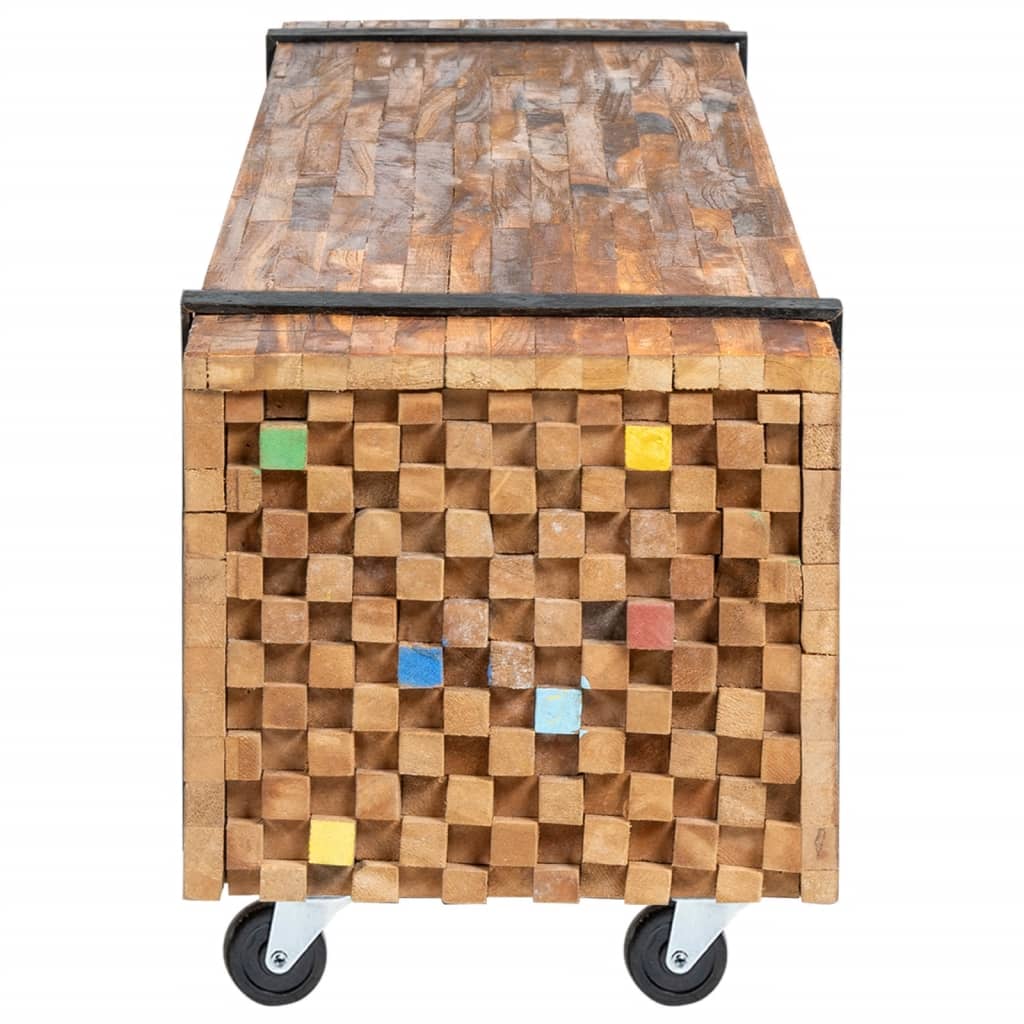 tv-bord 110x30x32,5 cm massivt teaktræ