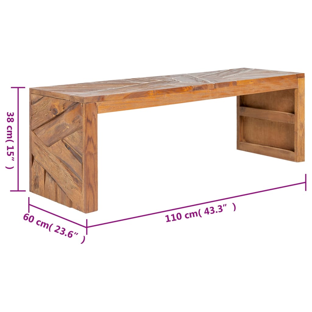tv-bord 110x60x38 cm massivt teaktræ