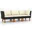 3-personers havesofa med hynder polyrattan sort
