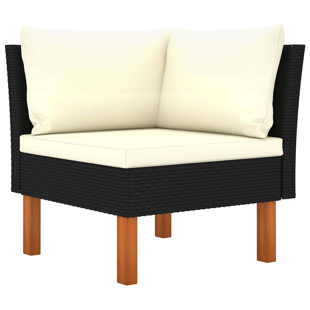 4-personers havesofa med hynder polyrattan sort