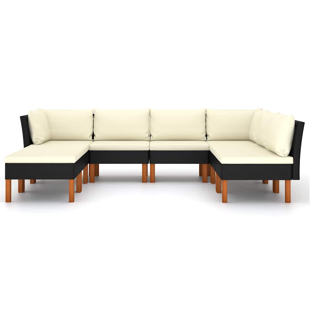 loungesæt til haven 8 dele med hynder polyrattan sort