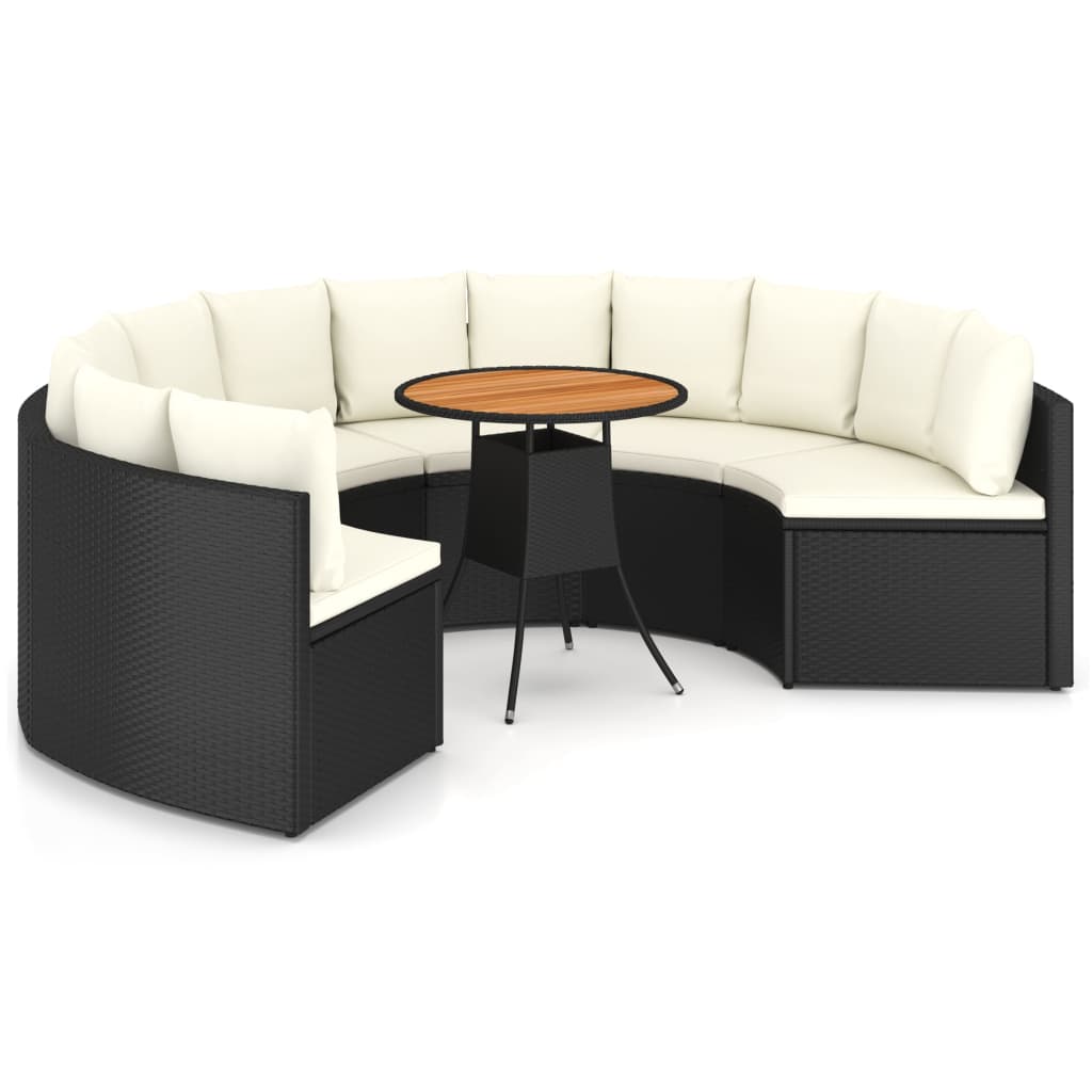 sofasæt til haven 7 dele med hynder polyrattan sort