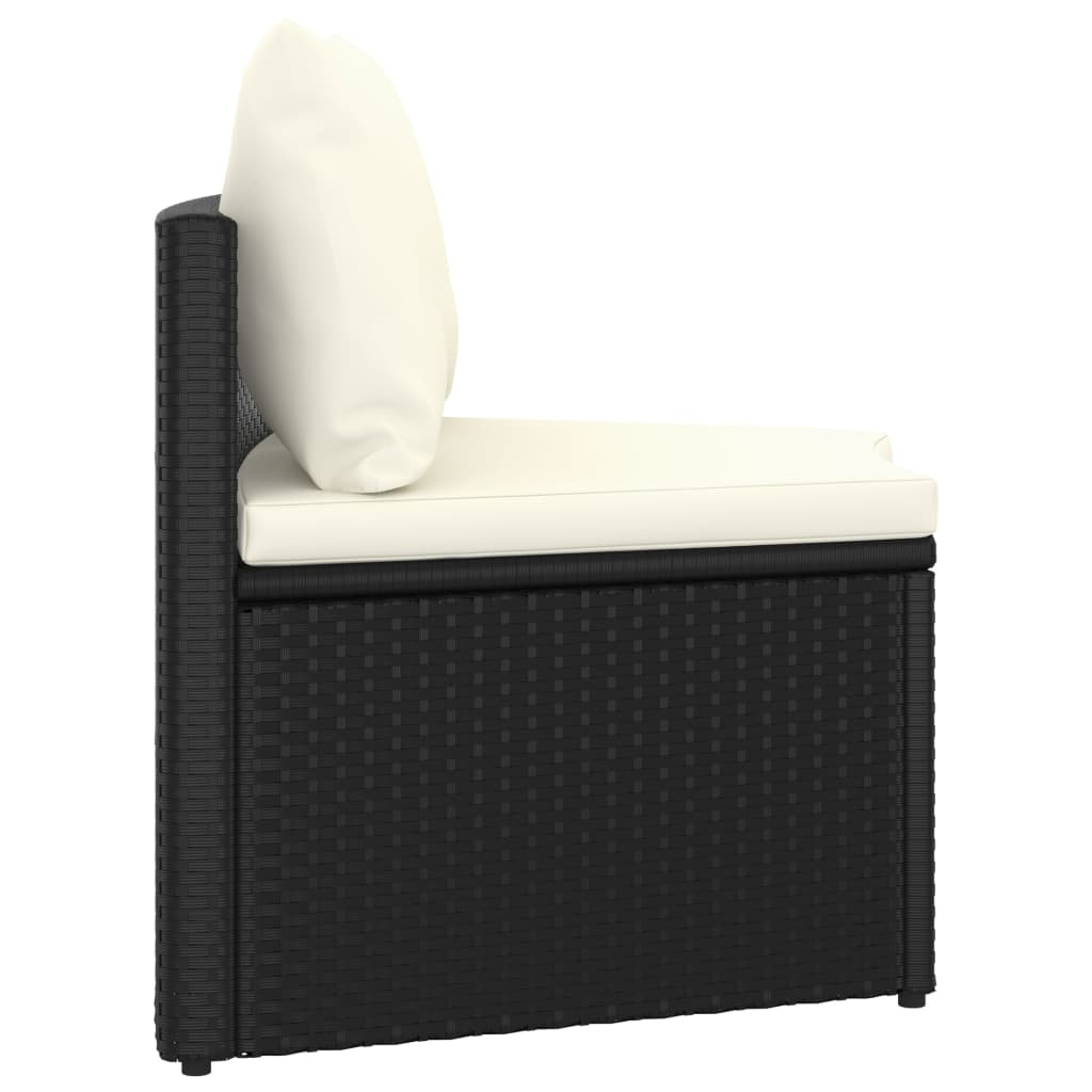 sofasæt til haven 7 dele med hynder polyrattan sort