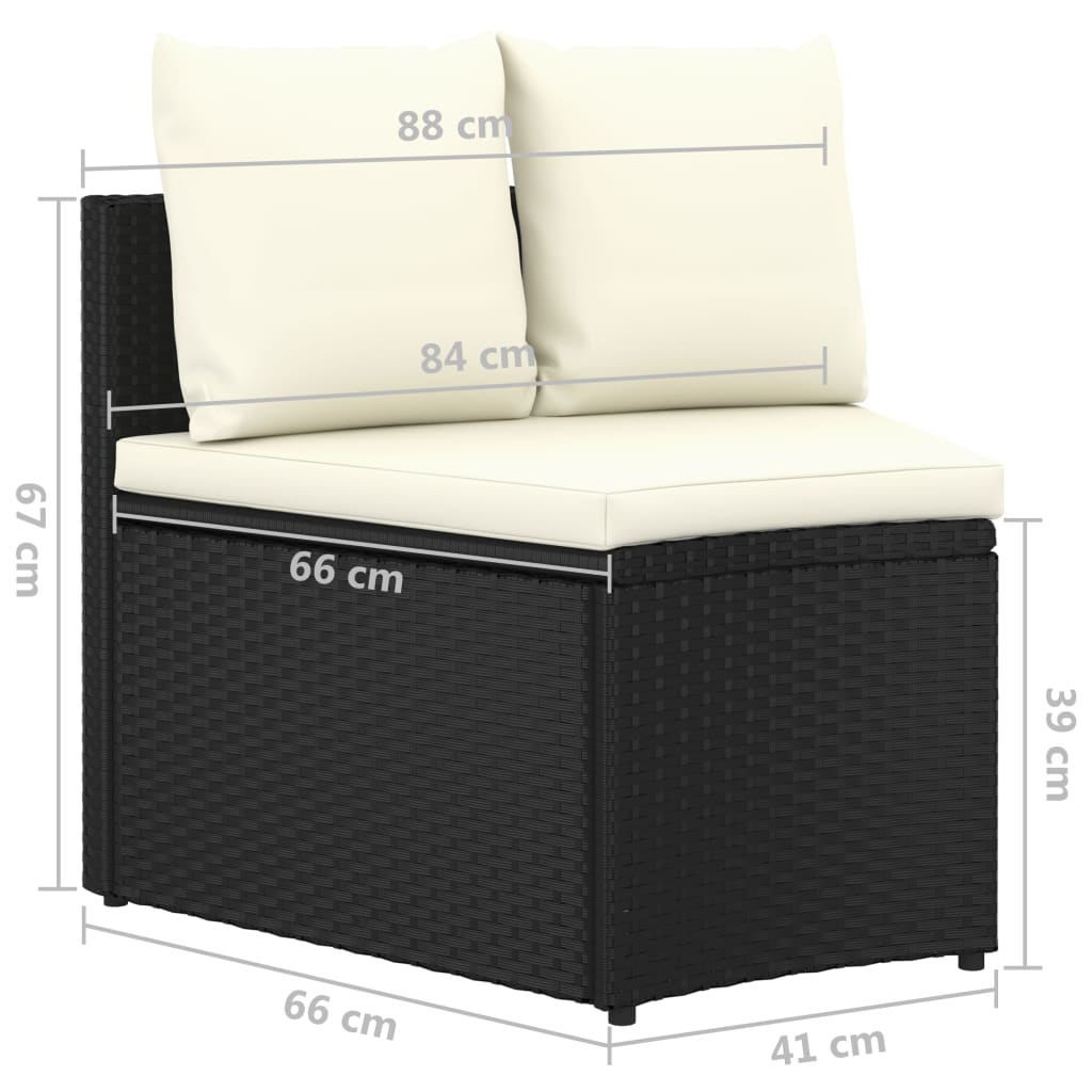 sofasæt til haven 7 dele med hynder polyrattan sort