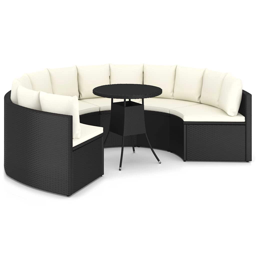 sofasæt til haven 7 dele med hynder polyrattan sort