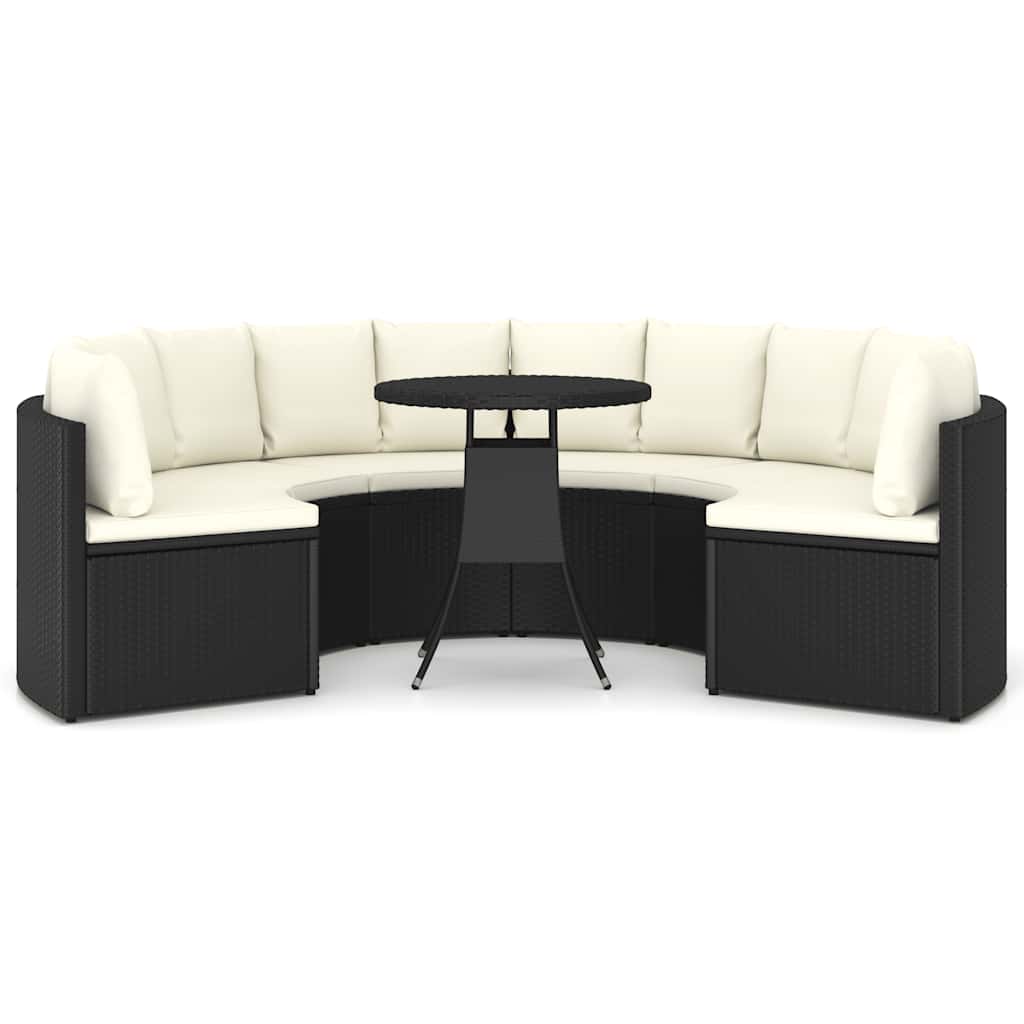 sofasæt til haven 7 dele med hynder polyrattan sort