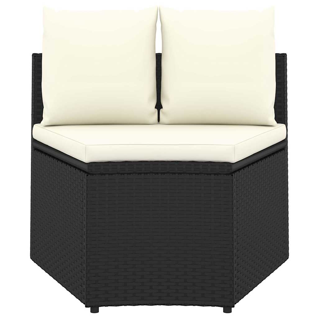 sofasæt til haven 7 dele med hynder polyrattan sort