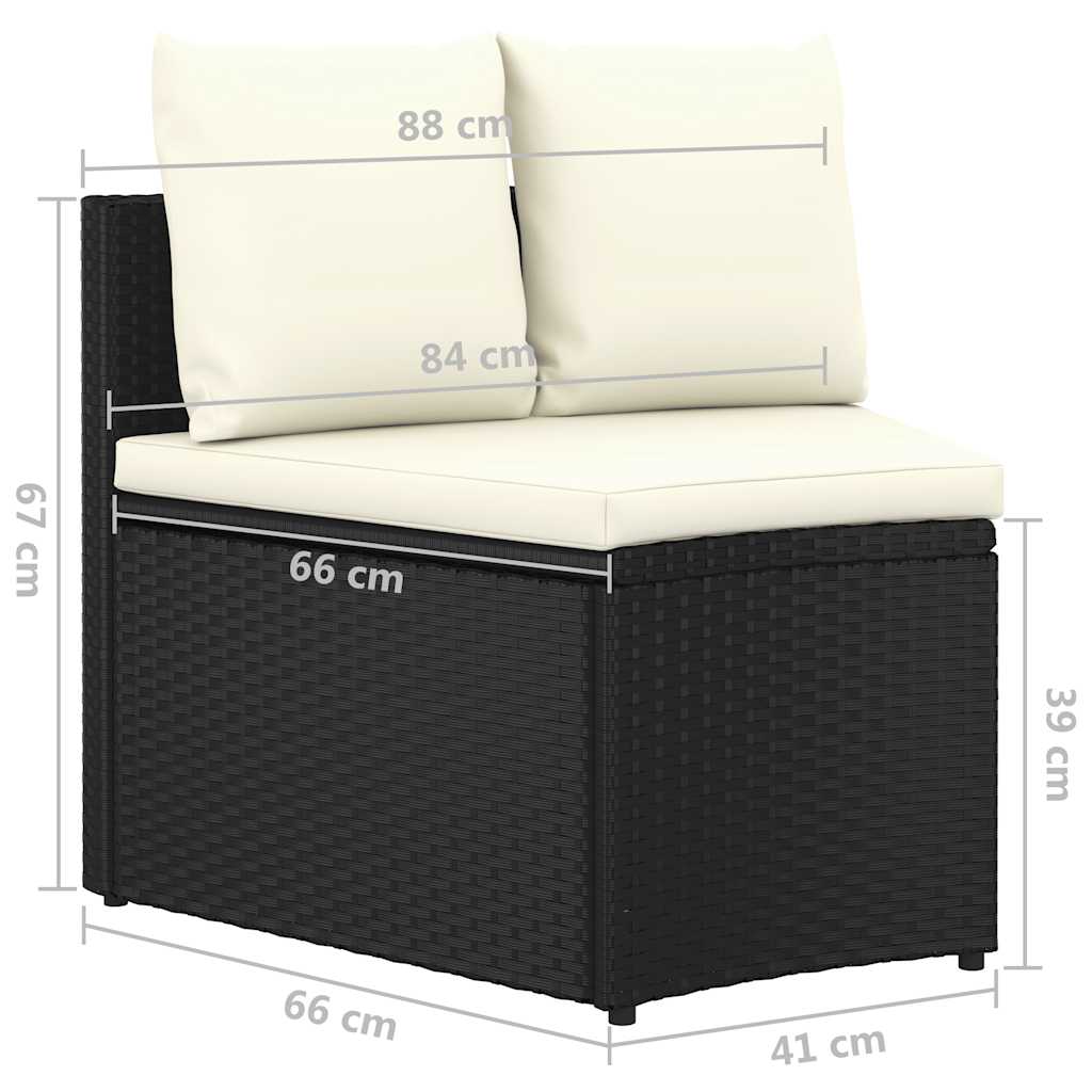 sofasæt til haven 7 dele med hynder polyrattan sort