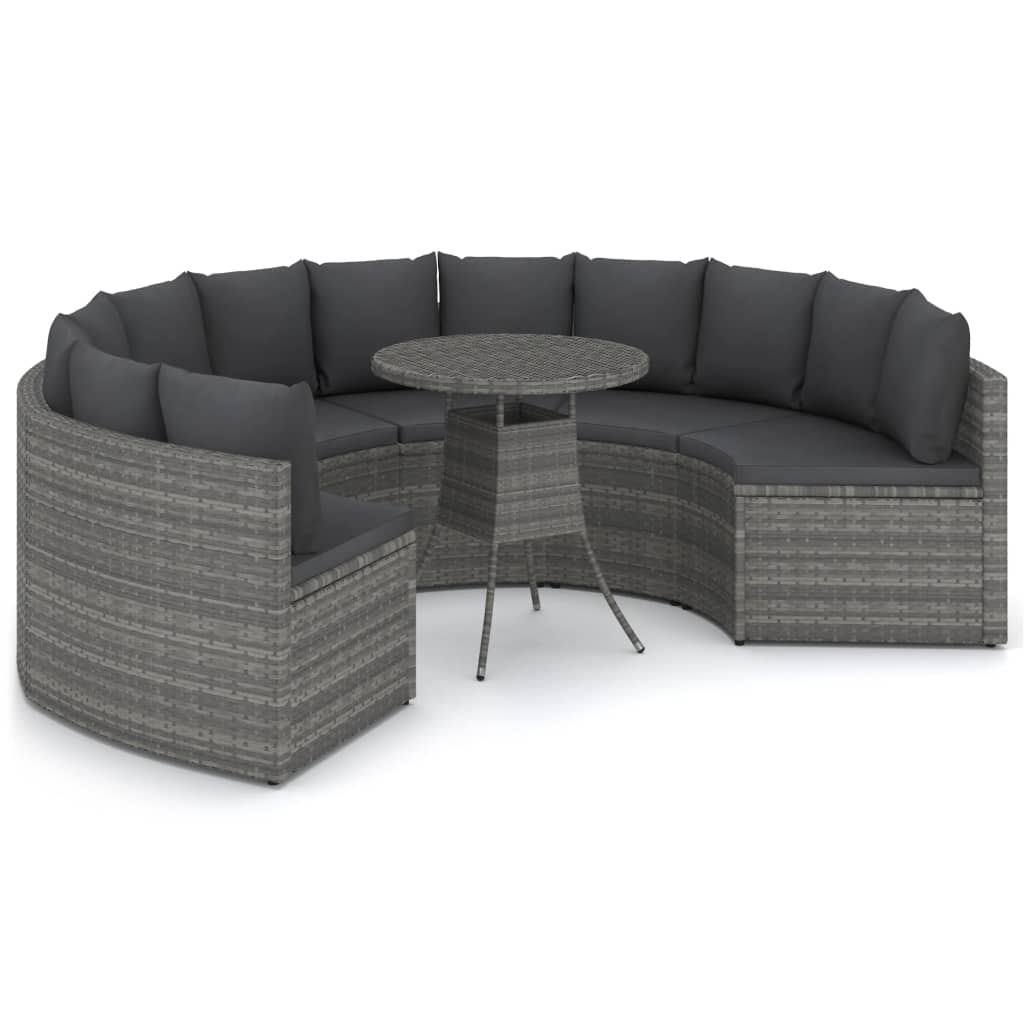 sofasæt til haven 7 dele med hynder polyrattan grå