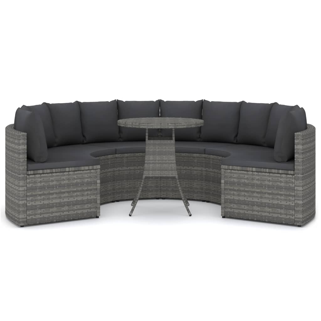 sofasæt til haven 7 dele med hynder polyrattan grå
