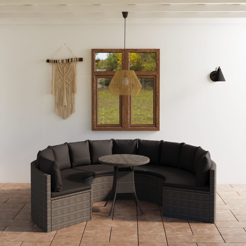 sofasæt til haven 7 dele med hynder polyrattan grå