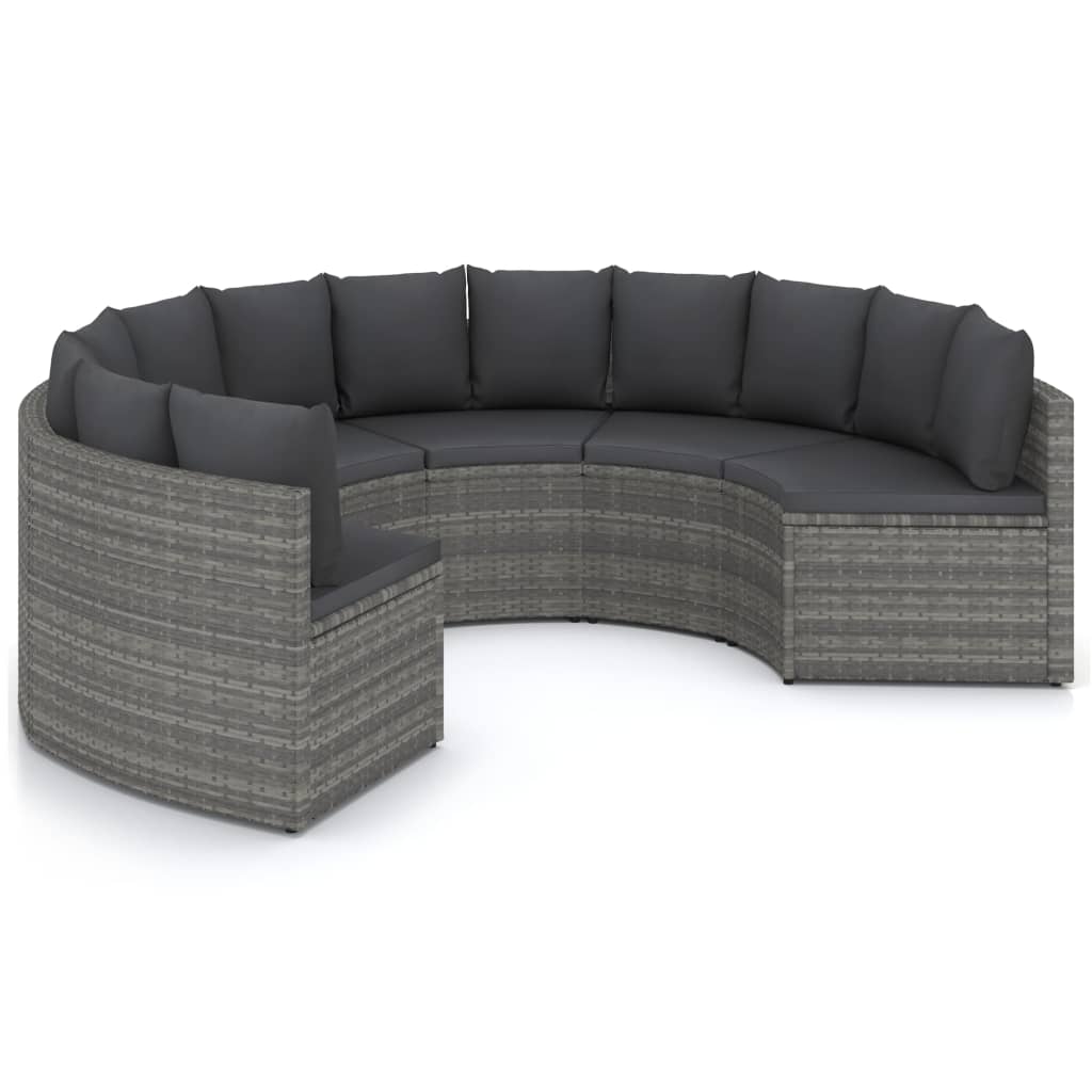 sofasæt til haven 6 dele med hynder polyrattan grå